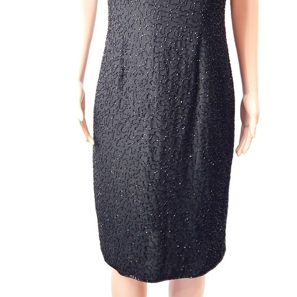 Jmd- 70's Womens Black Polyester Sleeveless, Lined Mid Length Cocktail Dress. - Picture 3 of 12